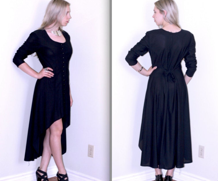 High-Low Hem Button-down Witch Dress