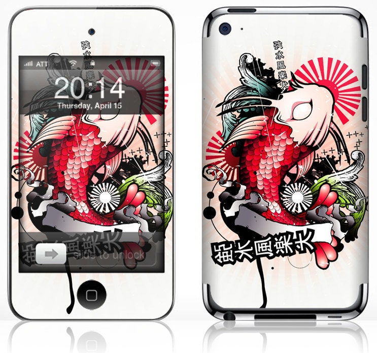 Apple iPod Touch 4th Gen Skin Cover - Japanese Koi GLOSSY MATTE LEATHER option