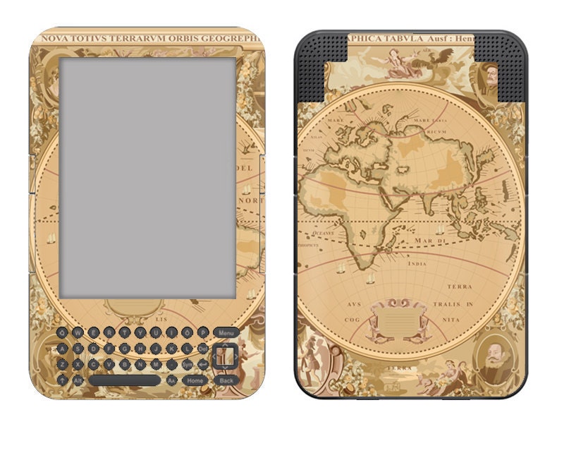 Amazon Kindle 3 / Keyboard Decal Skin - Old Map