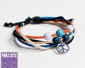 Peace Sign Bracelet cord, bead and pendant bracelet