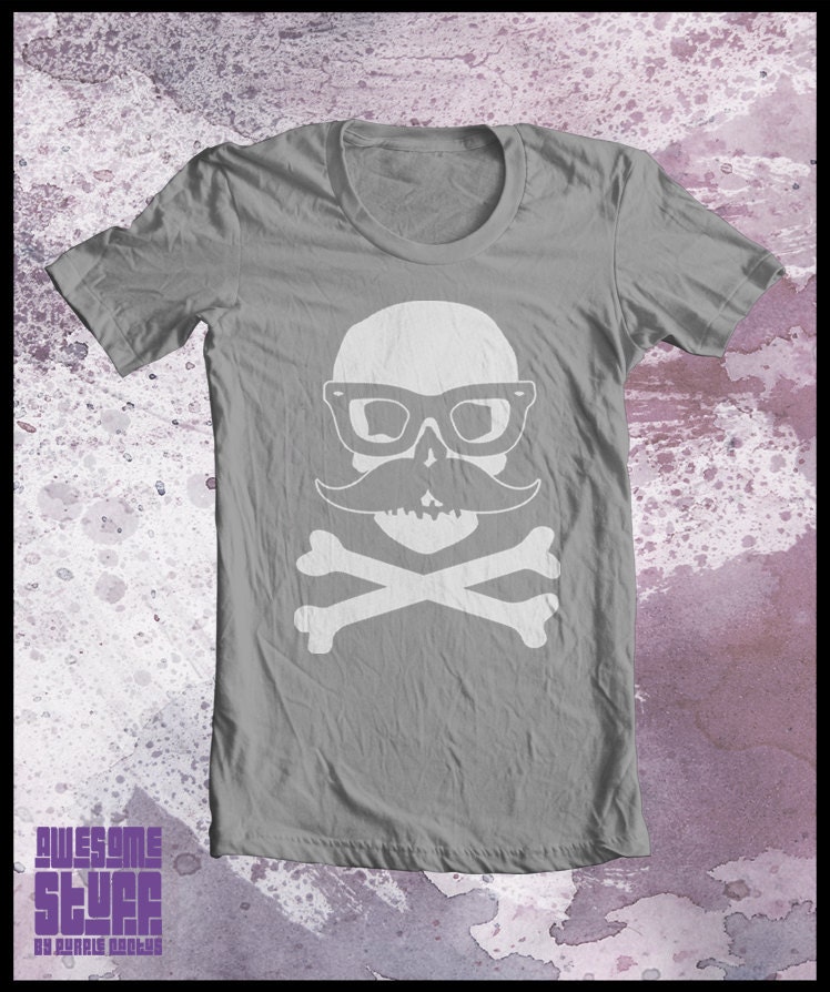 Skull tshirt men's "Incognito" skull with false moustache and glasses