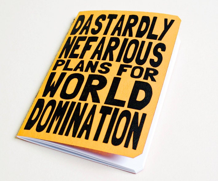 Handmade notebook "World domination" Yellow