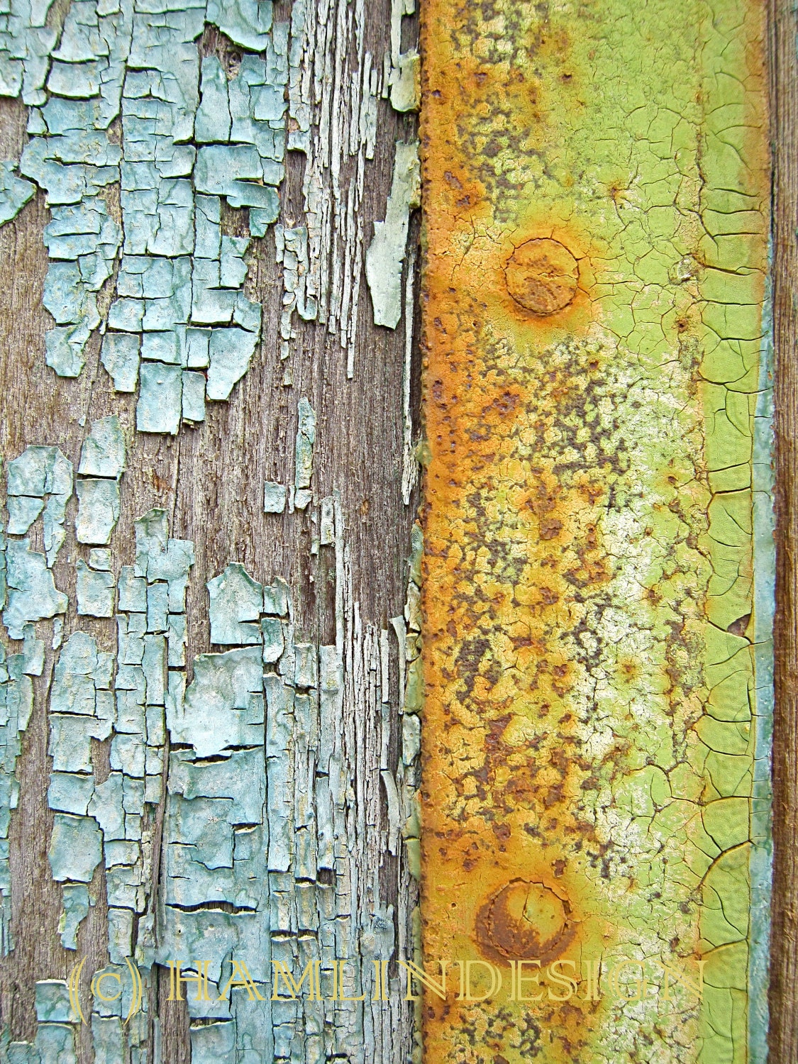Texture Old Wood Door pastel colored cracked paint 13cm x 18cm (5in x 7in) unframed