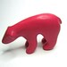 StrawBEARy - little bear sculpture in dark pink coral carmine polymer clay decoration hand made OOAK