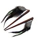 Wooden Hair Sticks Black Feather Wood Carving MariyaArts
