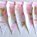 Pink Rose - Vintage Floral Bunting Banner with 12 Flags