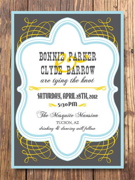 Custom DIGITAL Vintage Wedding Invitation: Speakeasy Suite