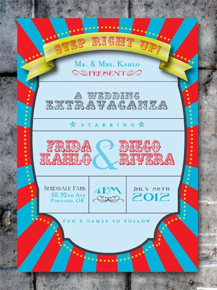 Custom DIGITAL Vintage Wedding Invitation: Circus Under the Big Top Suite
