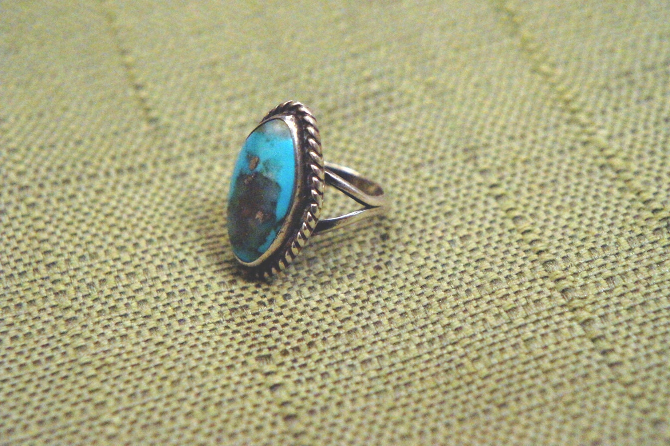 Vintage Native American Turquoise Stone Ring Size 4 SALE