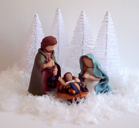 Nativity set handmade polymer clay by Cleirigh on Etsy