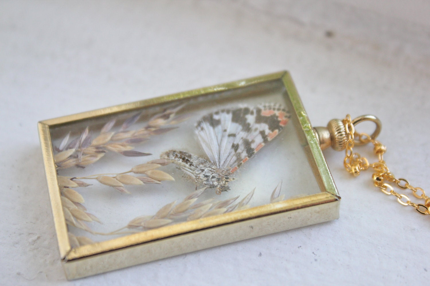 Vintage Pressed Butterfly Necklace