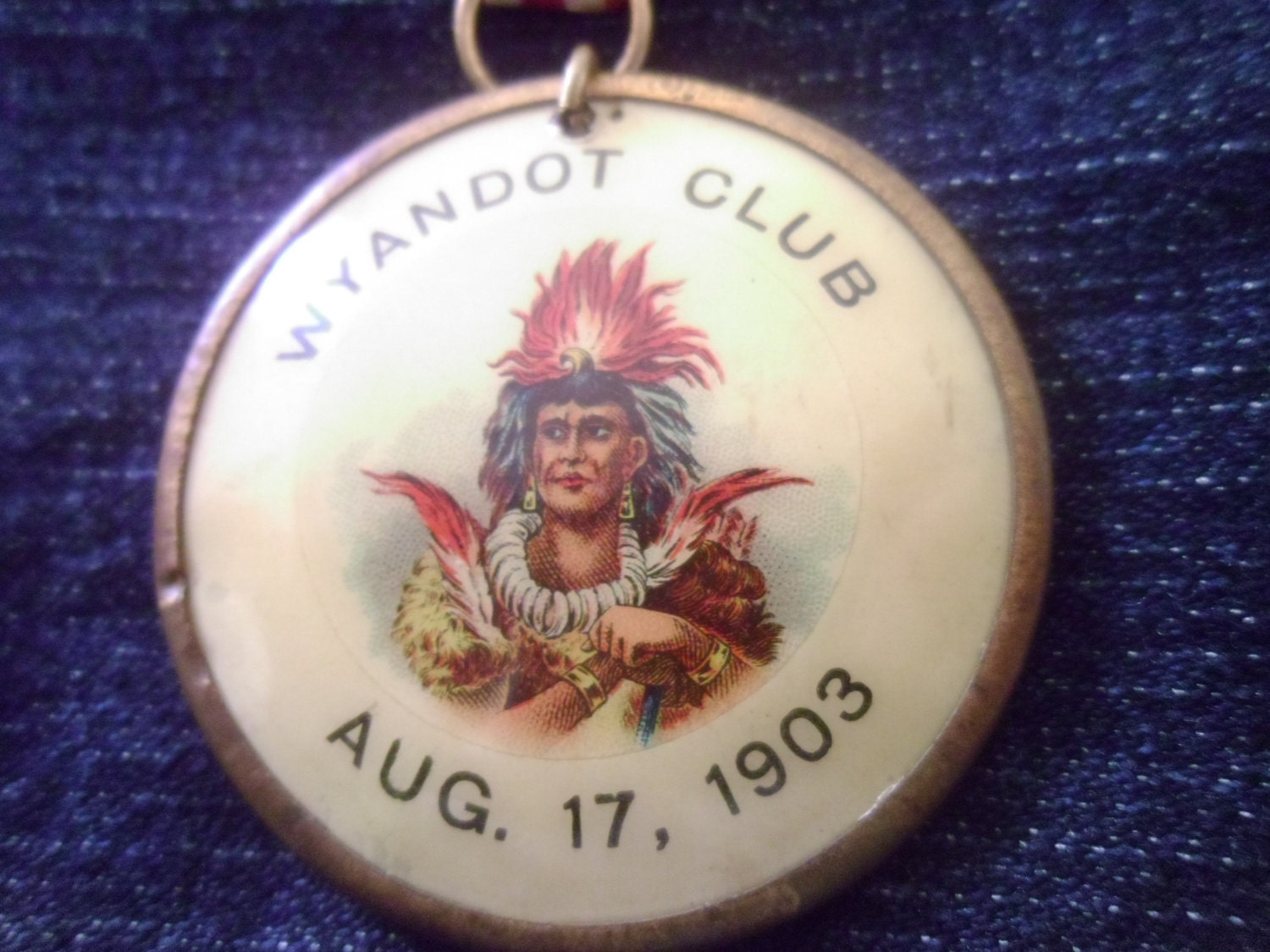 Very Old and Rare Wyandot Club August 17th 1903 Political Election Pin Badge From Metropolitan Equipment Co. New York