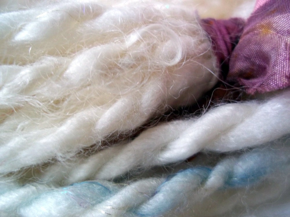Venom Yarns - Bluebeard's Wedding - milk fiber and merino handspun art yarn -  40 yards 2-ply super bulky - shimmery white