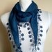 Navy Blue Scarf Pashmina Scarf Cowl with Lace Edge Flowers