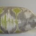 Decorative Pillow Cover / 20 x 20 / Grey / Lime Green / Off White / Ikat On BOTH SIDES