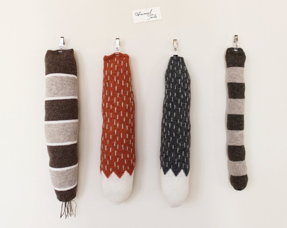 Animal tail - Fox - pretend, soft knitted toy