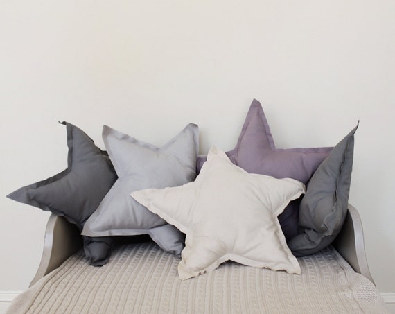 Star shaped Pillow or cushion - french grey, soft cotton