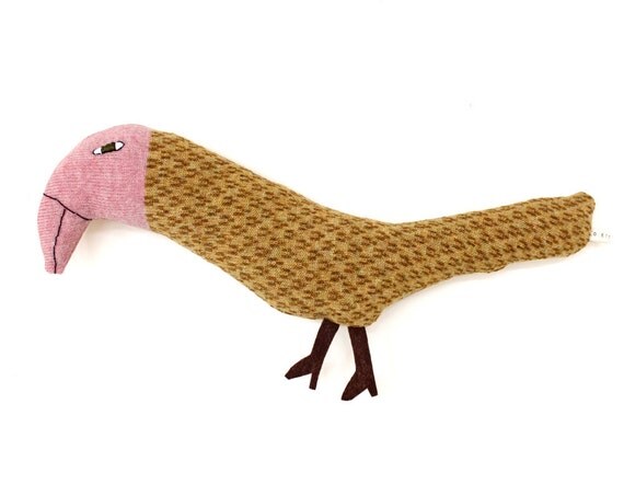 Yellow BIRD in boots knitted toy