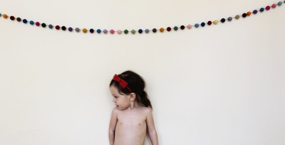 felt beaded GARLAND, bunting  - multicolored