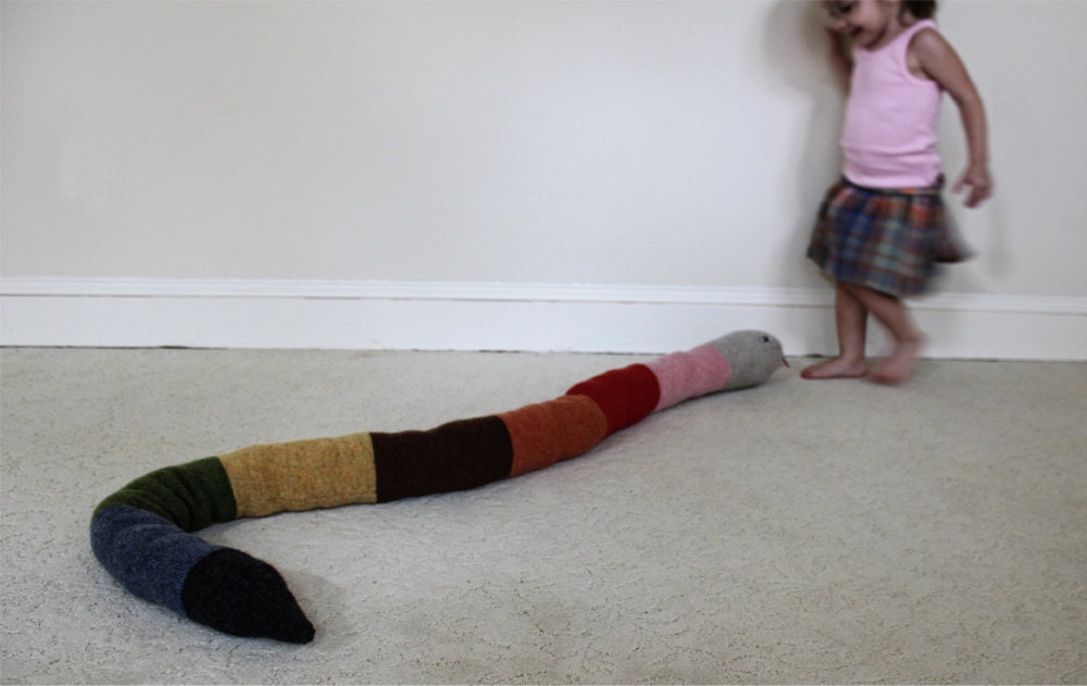Snake soft knitted toy - multicolored (Learn your colors), extra long