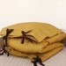ORGANIC Toddler Bedding set - mustard yellow, brown little snowflakes print, brown ribbon