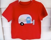 Vintage Travel Trailer Applique Red T-shirt