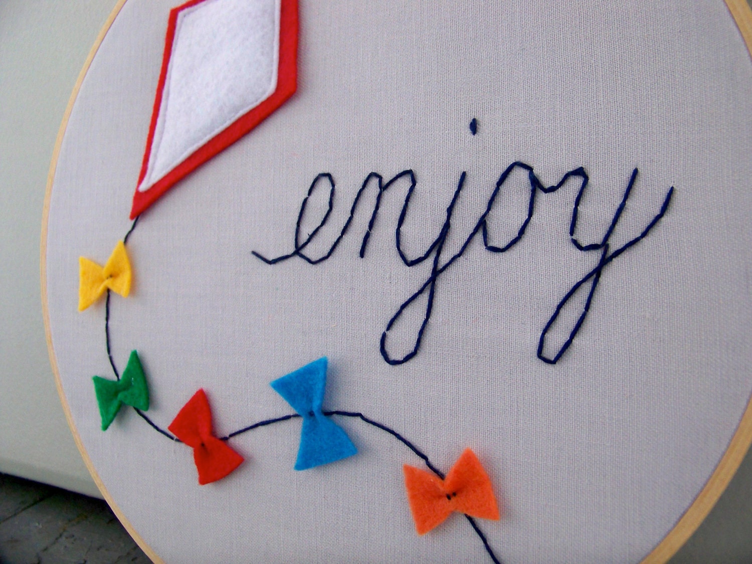 Embroidery Hoop Art Home decor colorful enjoy kite 10 inch hoop
