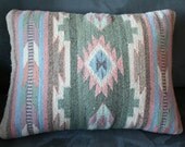 Native American wool pillow in pastel colors