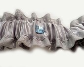 grey garter - Something Blue - OOAK - bride