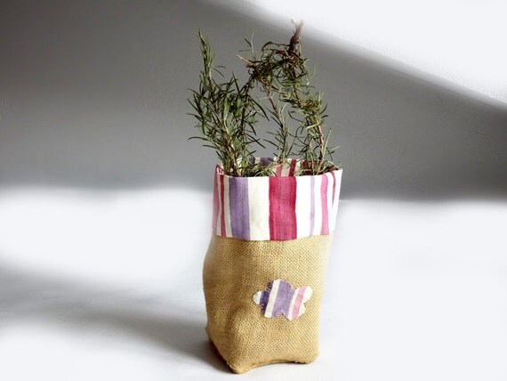 Kitchen storage basket - gift - pink to violet stripes - home decor - for her