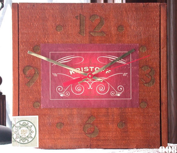 Unique Upcycled Cigar Box Clock Rusty Rough Natural Wood Desk Shelf Man Cave Office Male Gift