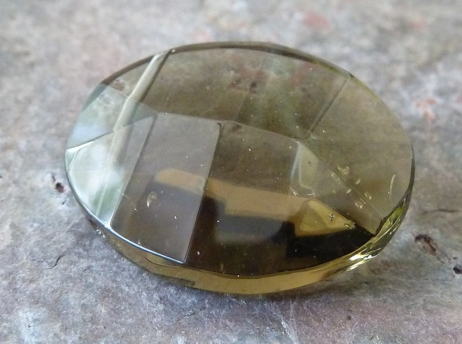 28x22 Smoky Grey Faceted Crystal Glass Oval Pendant - 1