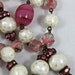 Vintage Venetian glass necklace 56" long flambe' pink and white