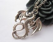 necklace---antique silver dragon pendant & alloy chain