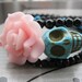 Day of the Dead Bracelet--3D blue rammel skull and blue resin flower bracelet