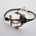 Bracelet---antique silver anchor&brown leather chain