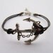 Bracelet---antique silver anchor&brown leather chain