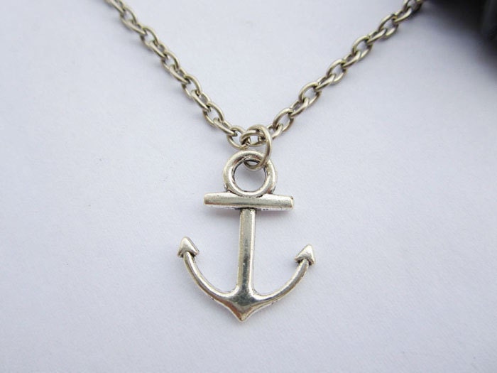 Necklace---antique silver little anchor&alloy chain