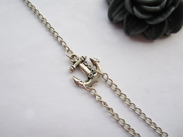 Bracelet---antique silver little anchor bracelet &alloy chain