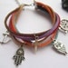 Multilayer colorful world bracelet with anchor ruddr owl hand cross pendant &colorful rope chain