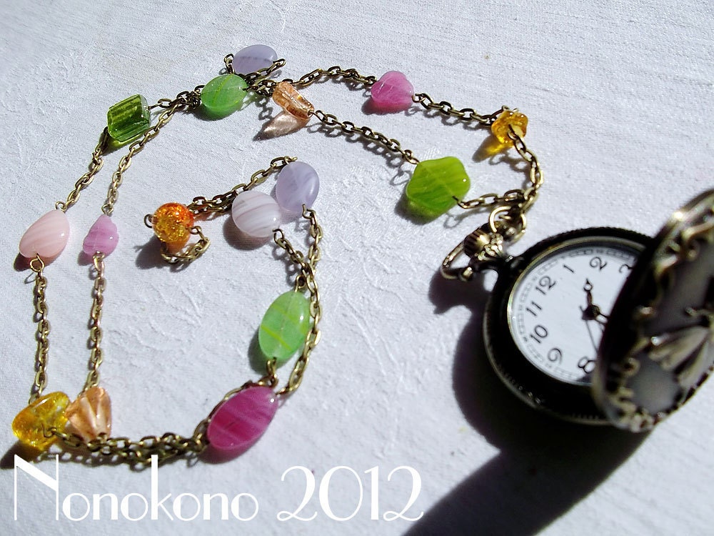 Springtime Steampunk Butterfly Pocketwatch Necklace