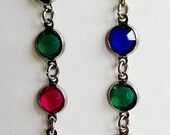 Vintage style coloured glass dangle earrings