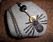 20% off Halloween SALE:  Amazing Arachnids - Spider Necklace and Earring Set   GOTH / STEAMPUNK Accessories