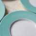 Aqua Rim Stoneware Plates - Vintage