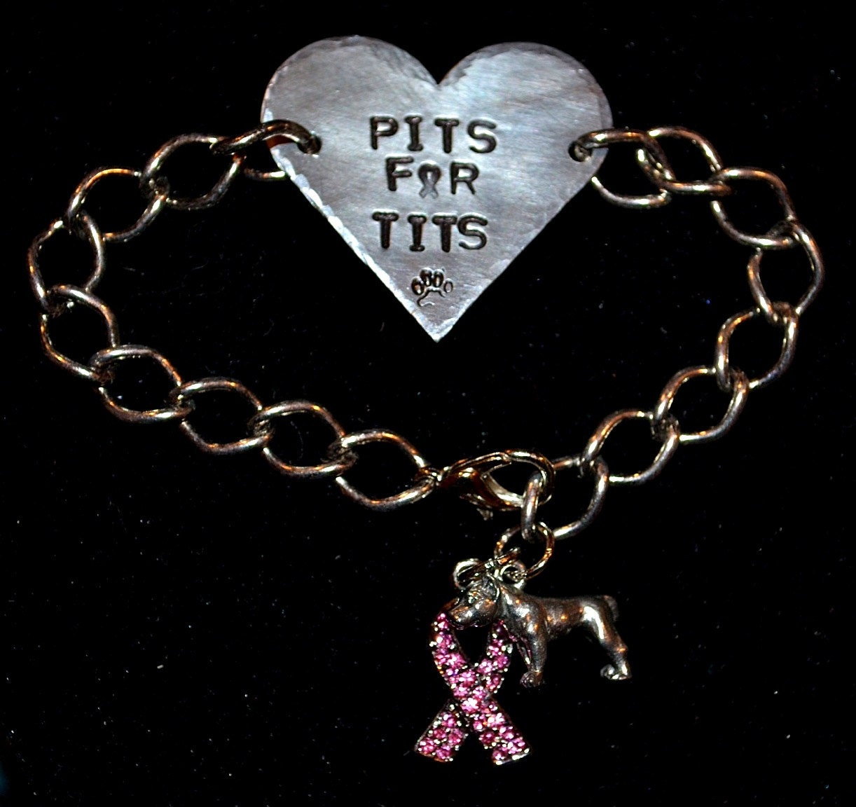 Pits for Tits Handstamped Charm Bracelet