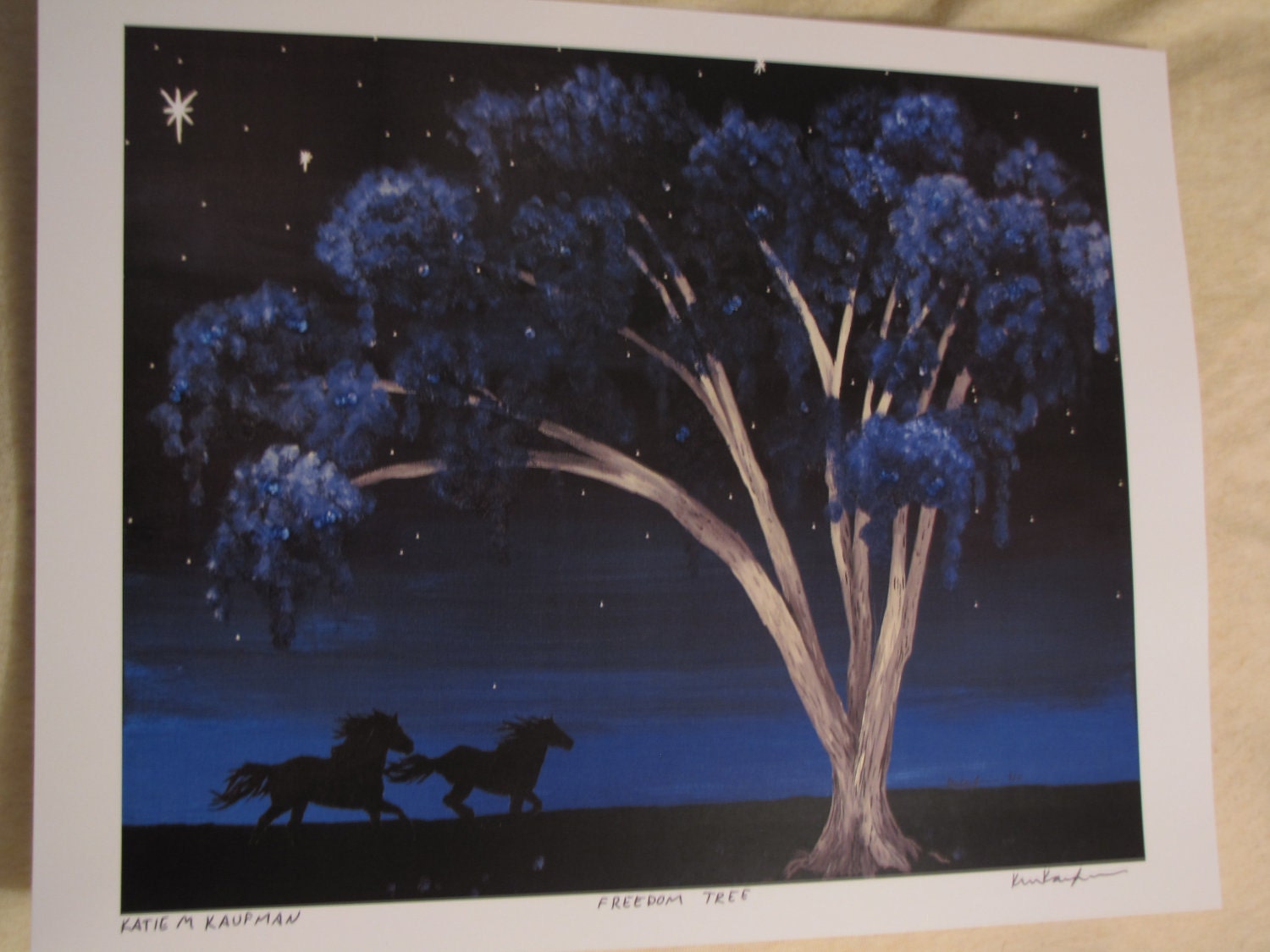 Horses Freedom Tree Surreal 11x14 print