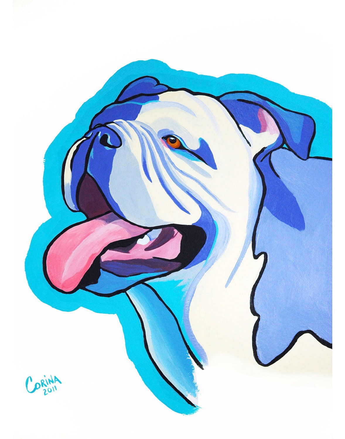 English Bull Dog - Original Dog Portrait PRINT 11 x 14 - By Corina St. Martin