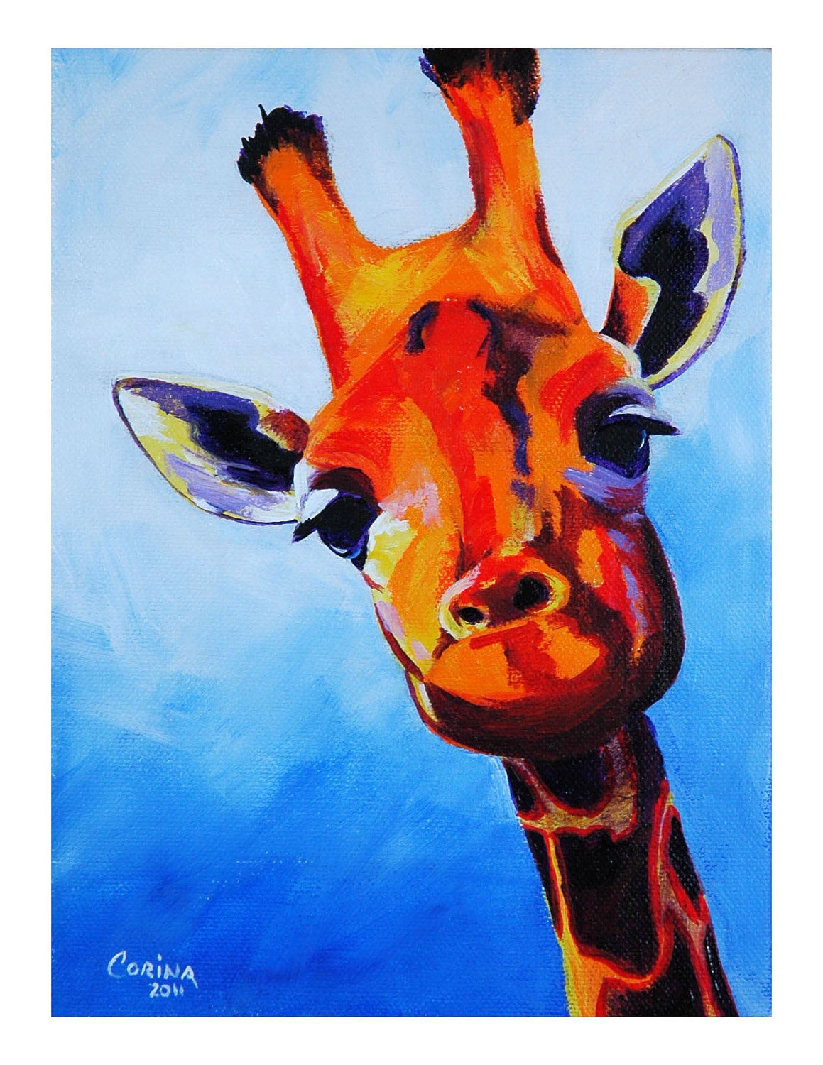 Giraffe - Original Giraffe PRINT 8 x 10 - By Corina St. Martin