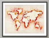 Map of the World Map Abstract Painting, Art Print, 18x24 inch (183)