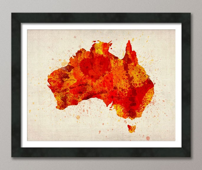 Australia Watercolor Map Art Print, Art Print 18x24 inch (476)
